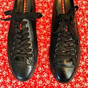 Mens Black Leather Prada Sneakers Size 12